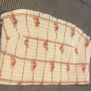 Small Pink&White striped floral tube top